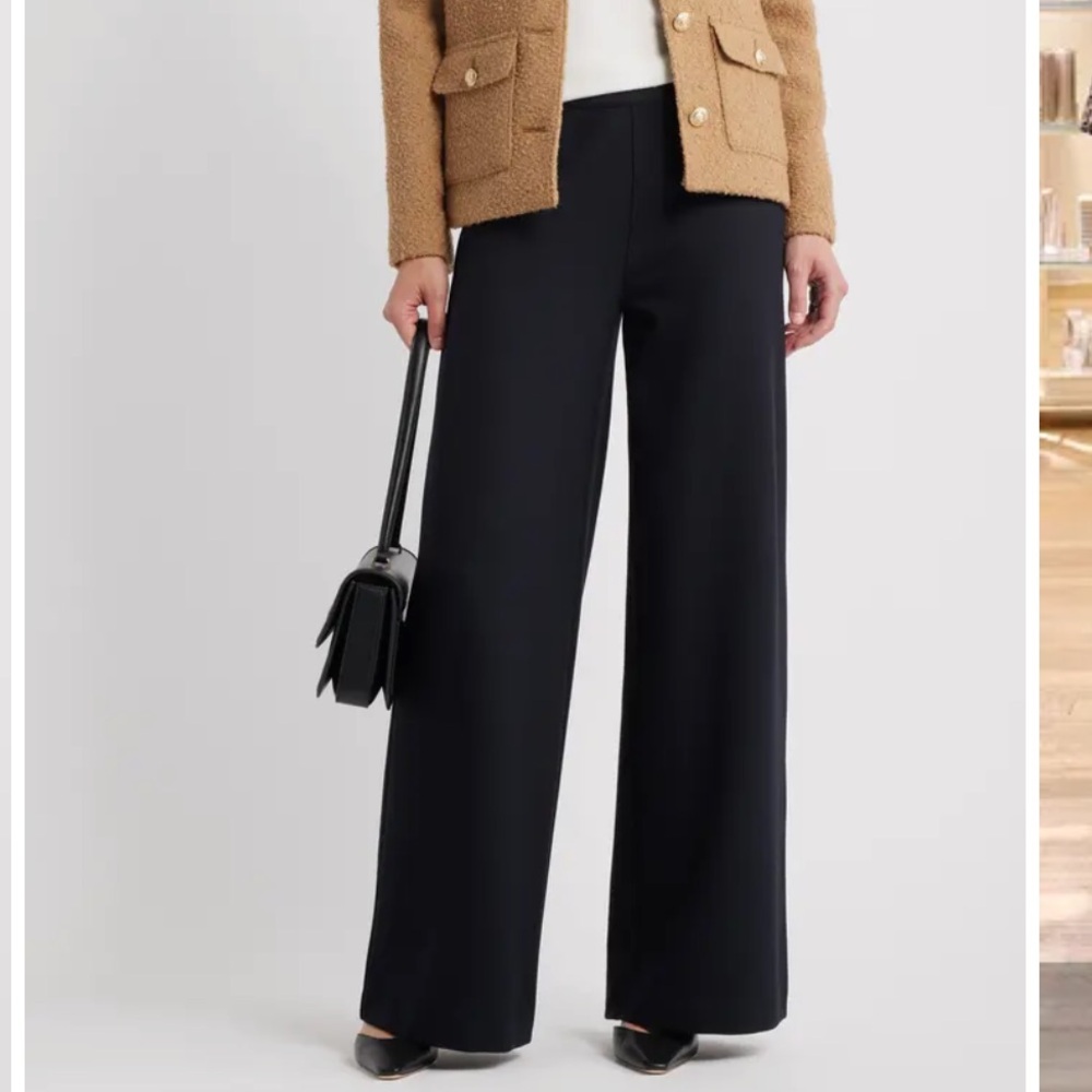 CASTON HIGH WAIST WIDE LEG NAVY BLUE PONTE PANTS
